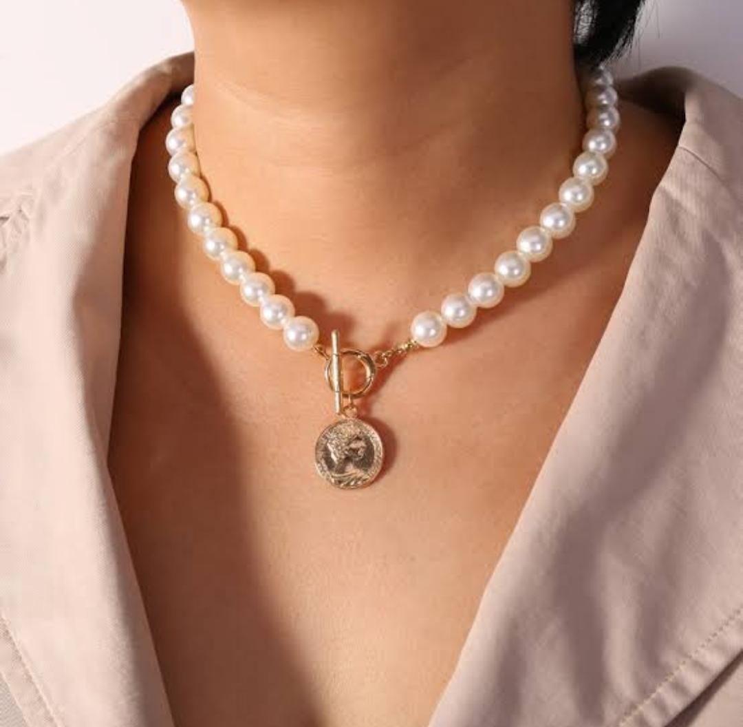 💎 AVR JEWELS Pearl Coin Chain Necklace for Women 🌟