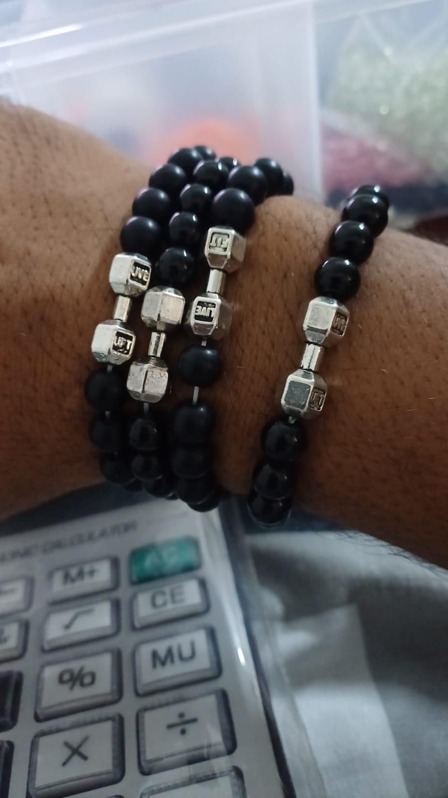 🖤 Black Matte Agate Onyx Beads Bracelet ✨