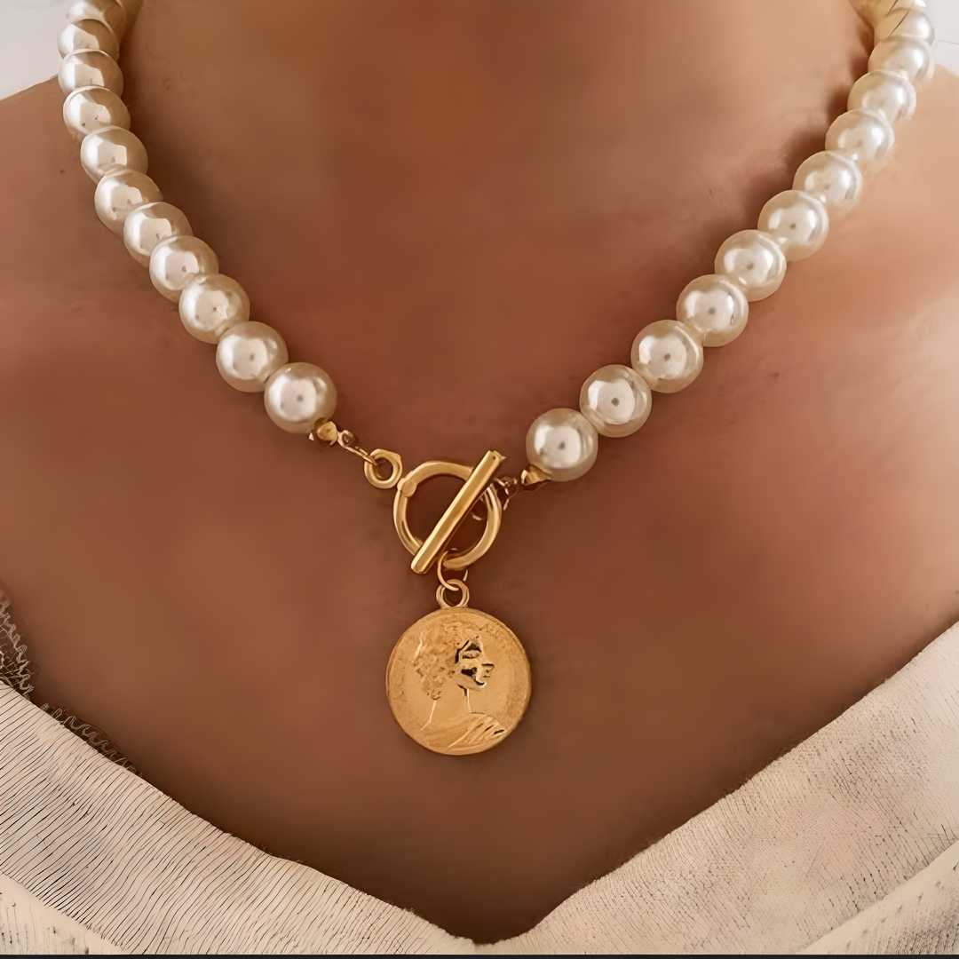 💎 AVR JEWELS Pearl Coin Chain Necklace for Women 🌟