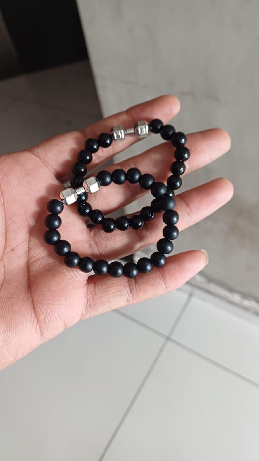 🖤 Black Matte Agate Onyx Beads Bracelet ✨