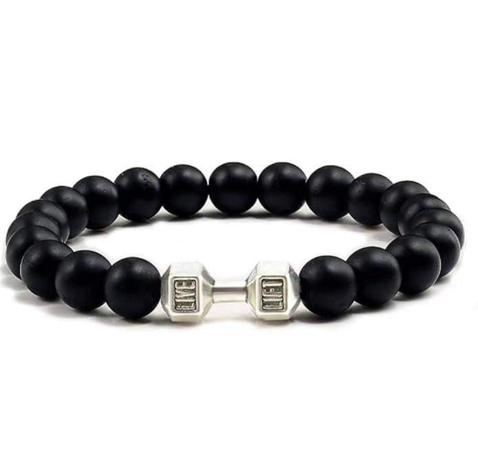 🖤 Black Matte Agate Onyx Beads Bracelet ✨