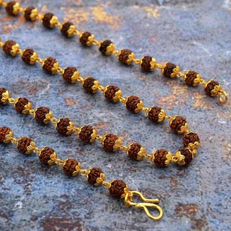 🌟 Sacred Gold-Plated Rudraksha Mala 🙏✨