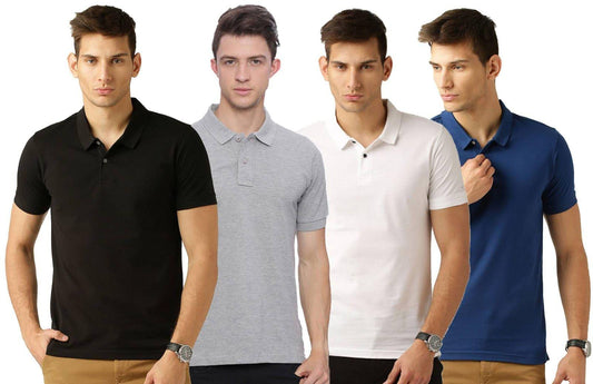 👕 Men's Half-Sleeve Polo Neck T-Shirt (Pack of 4) ✨