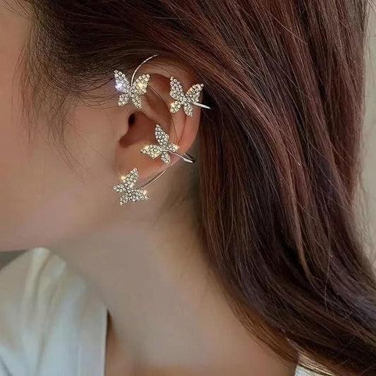 🦋 Stylish Butterfly Ear Crawler Cuff Earrings for Women & Girls ✨