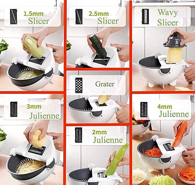 🥗 9-in-1 Magic Rotate Veggie Cutter ✨🍴