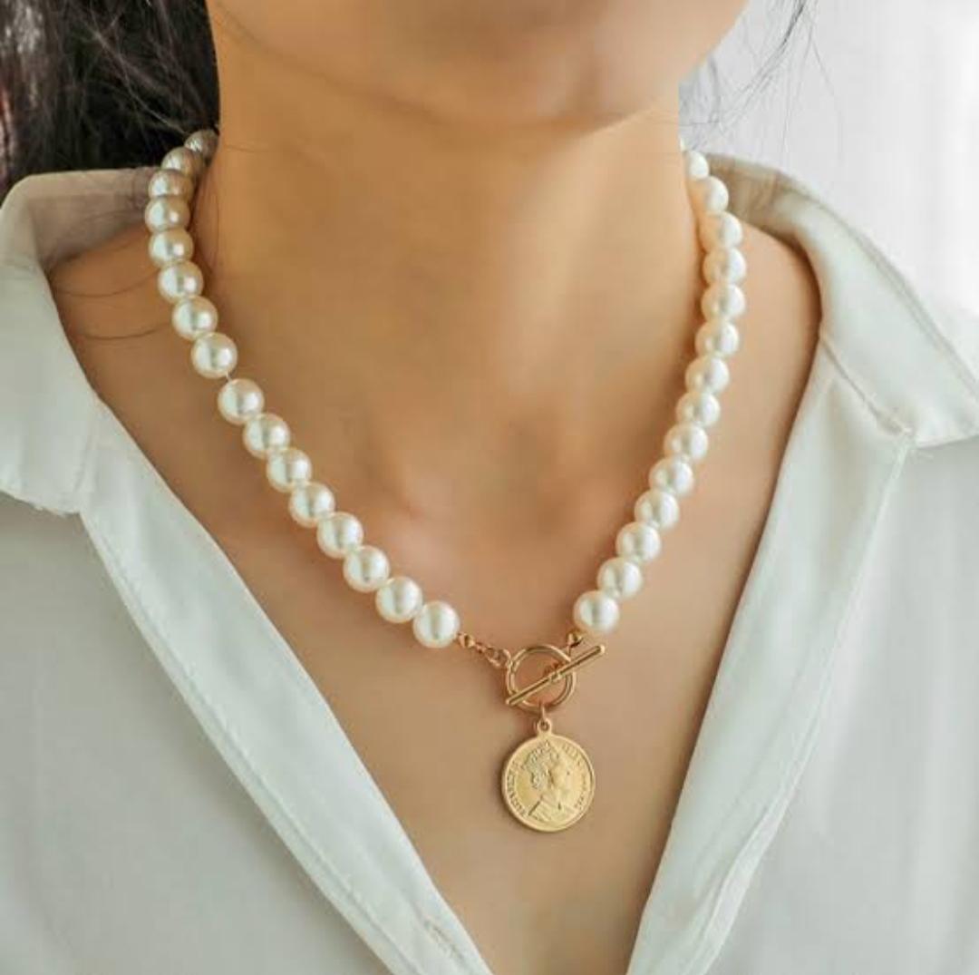 💎 AVR JEWELS Pearl Coin Chain Necklace for Women 🌟