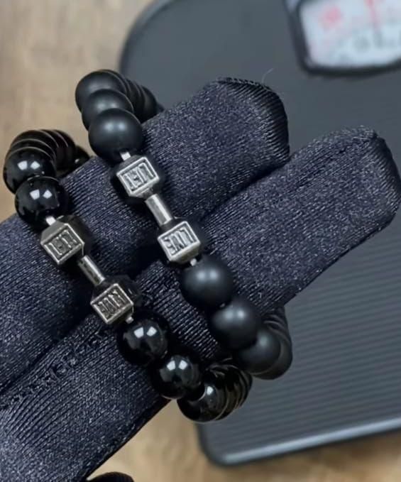 🖤 Black Matte Agate Onyx Beads Bracelet ✨