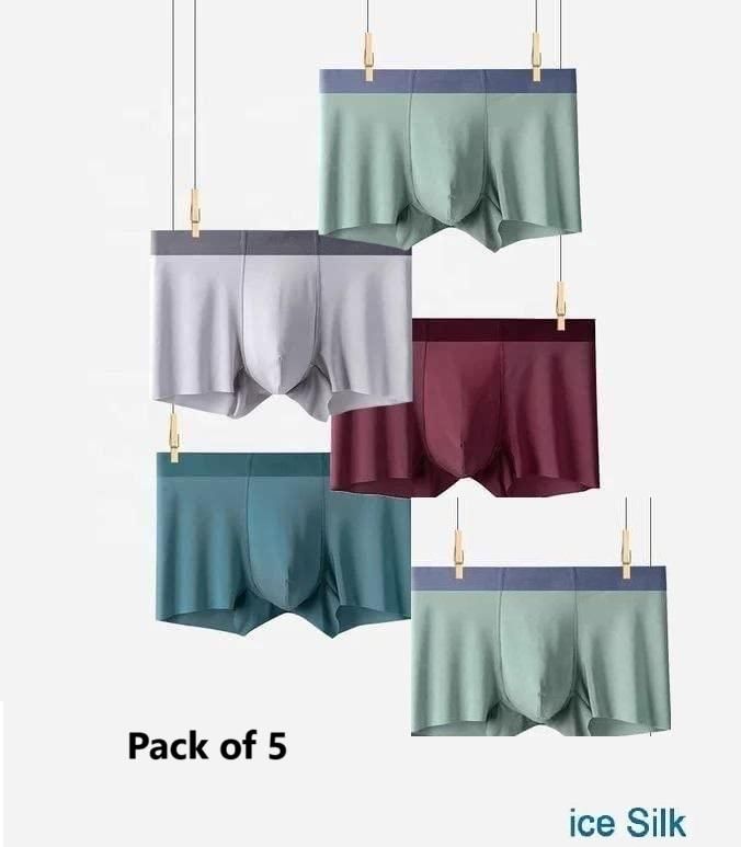 🩲 Men's Ice Silk Briefs & Boxers (Pack of 5) ✨